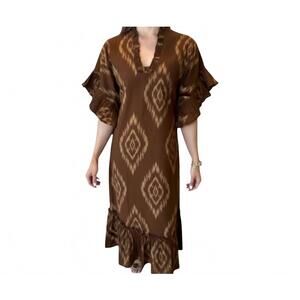 NEW FITZROY & WILLA soleil midi dress in espresso ikat